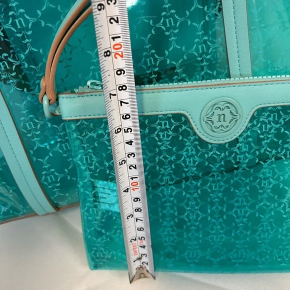 Nanette Lepore Maxine clear vinyl tote‎ with wristlet pouch aquatic blue color - Picture 3 of 13